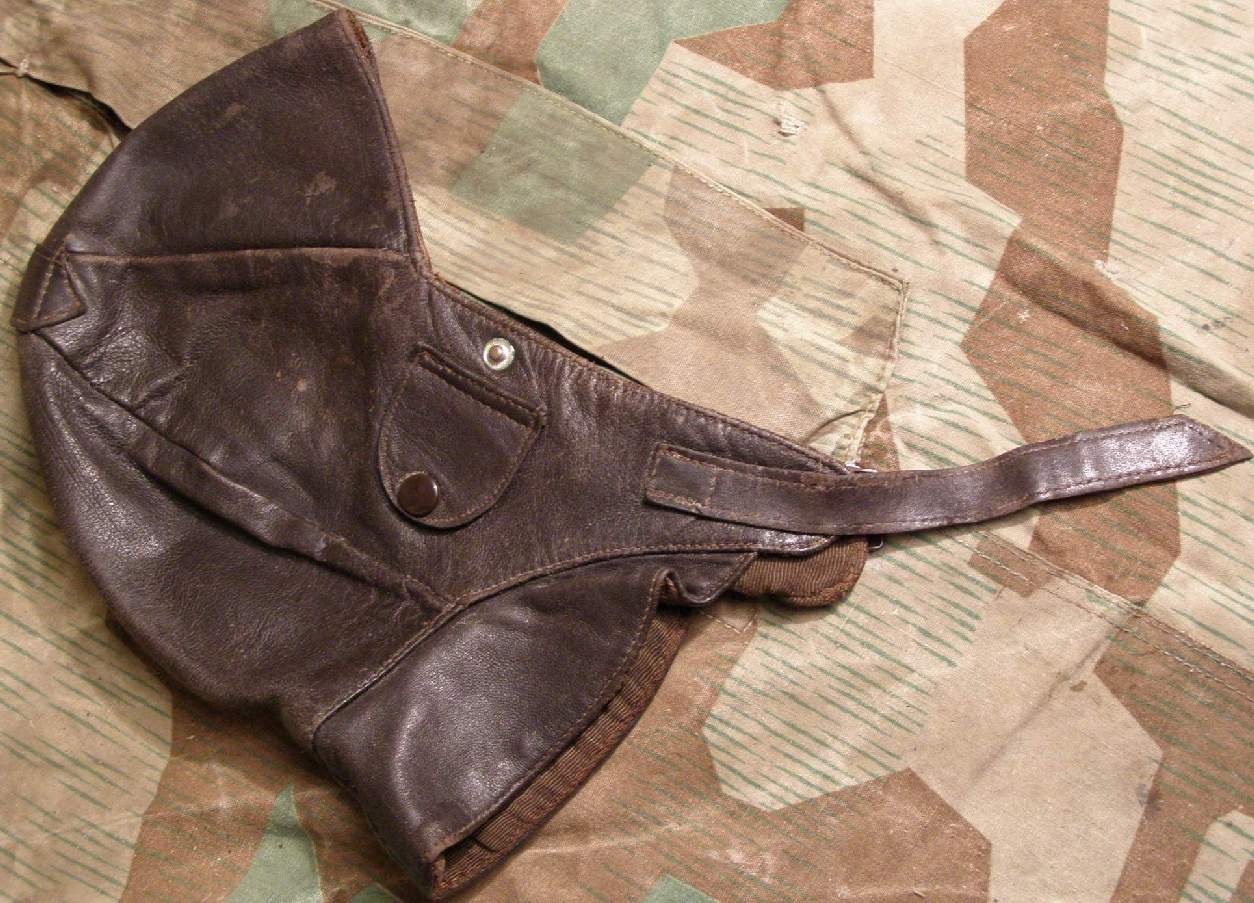 Leder Fliegerkopfhaube. Braunes Leder, Pilotennachlass