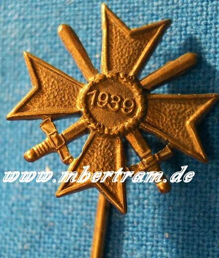 Miniatur Kriegsverdienstkreuz 2. Klasse mit Schwertern 1939