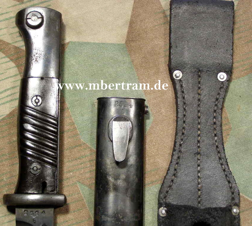 K 98 Seitengewehr M 84/98, nrgl., Hst. "ab 41", Koppelschuh