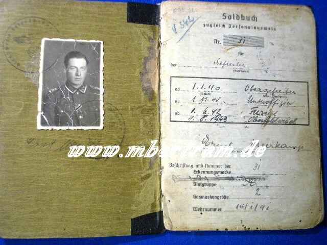 2227-16 Dokumente u.Fotos Panzer Aufklrungs Abt.1, Soldbuch