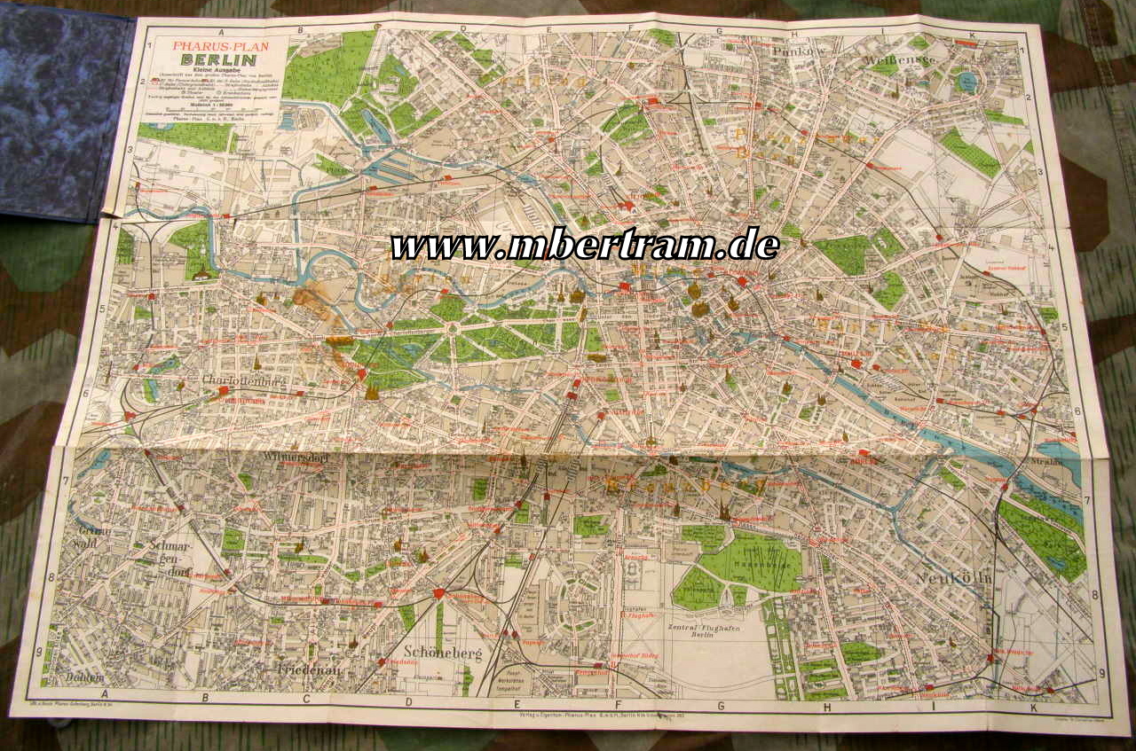 Stadtplan von Berlin, farbig, Maßstab 1:25.000, um 1917