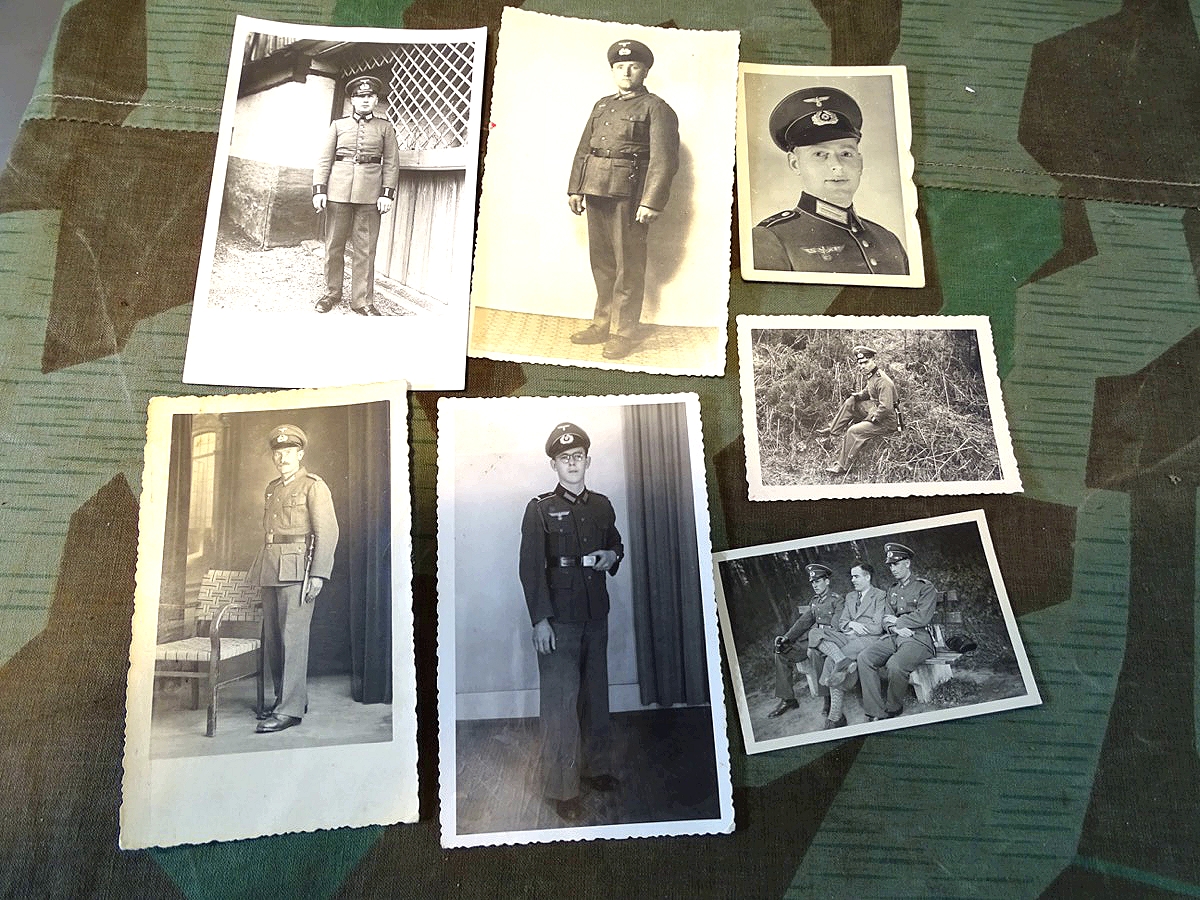 7 Portraitaufnahmen, 4  Postkartenformat,  von Wehrmachts Soldaten mit Schirmmütze