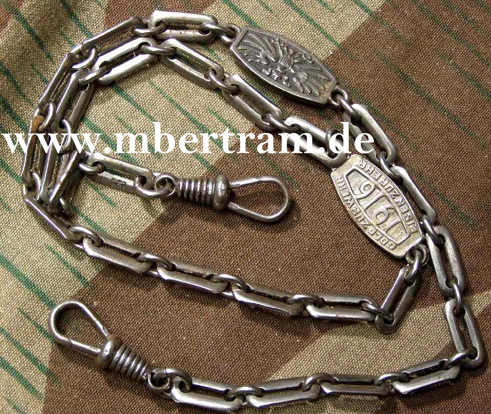 Uhrenkette 1916 ,Spendenbeleg, Gold zur Wehr-Eisen zur Ehr