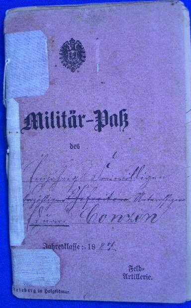 Dokumente: kgl.preuss.Uffz.,2. Rhein.Feld Art.Rgt.23, 1884