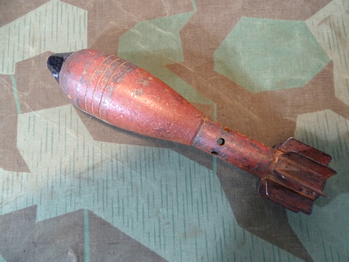 Deutsche 50mm Deko Werfer Granate, 41 crq, 2. Weltkrieg mit Bakelitzünder, schöner Zustand