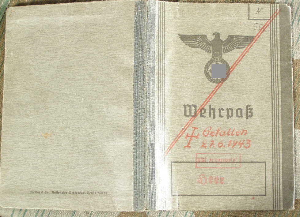 Wehrpass Oberreiter Gren Rgt. 338. Gew. Granat Gert