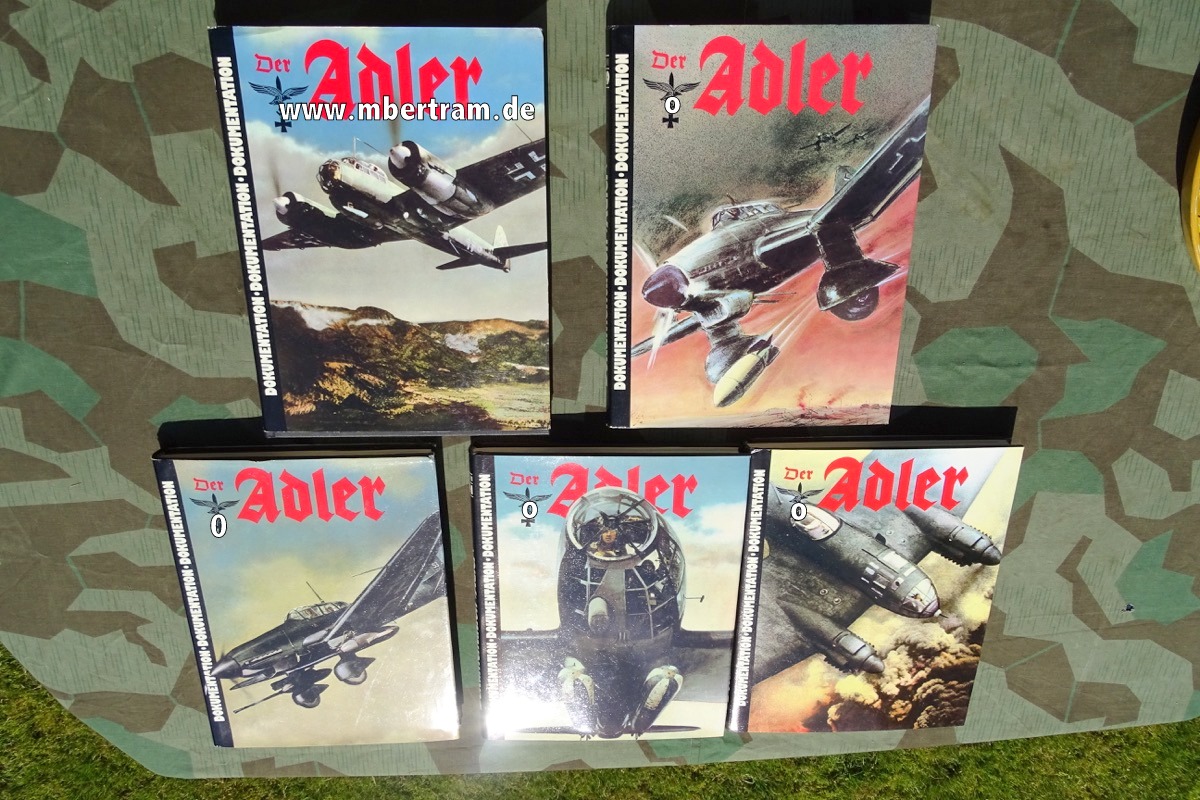 5 Bände Der Adler.Nachdruck der Truppenzeitschrift der Luftwaffe,  1939-44