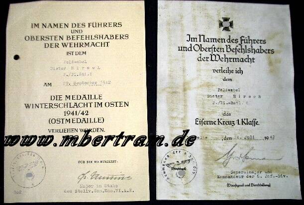 RK Träger Unterschrift Freiherr v.Biegeleben auf EK2 Urkunde