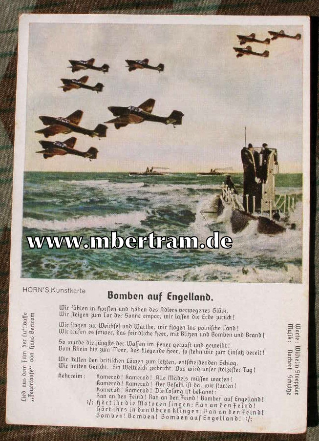 Propaganda Postkarte mit Stukas u. U-Booten