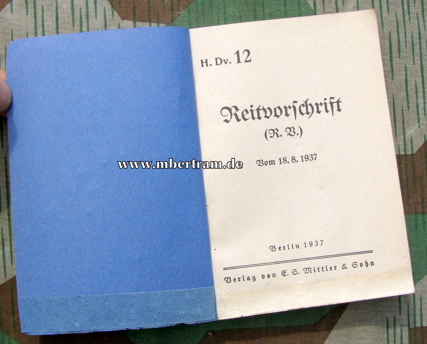 Heeres Dienstvorschrift 12: Reitvorschrift Ausgabe 1937
