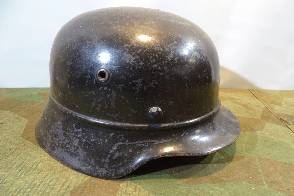 "Kradfahrer Helm "Luftschutz, schwarz , großer LS Stempel im Futter, "NS 66"