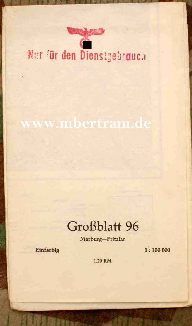 Dienst-Landkarte 1.Pol.WachBtl.6, Marburg-Fritzlar, 1943