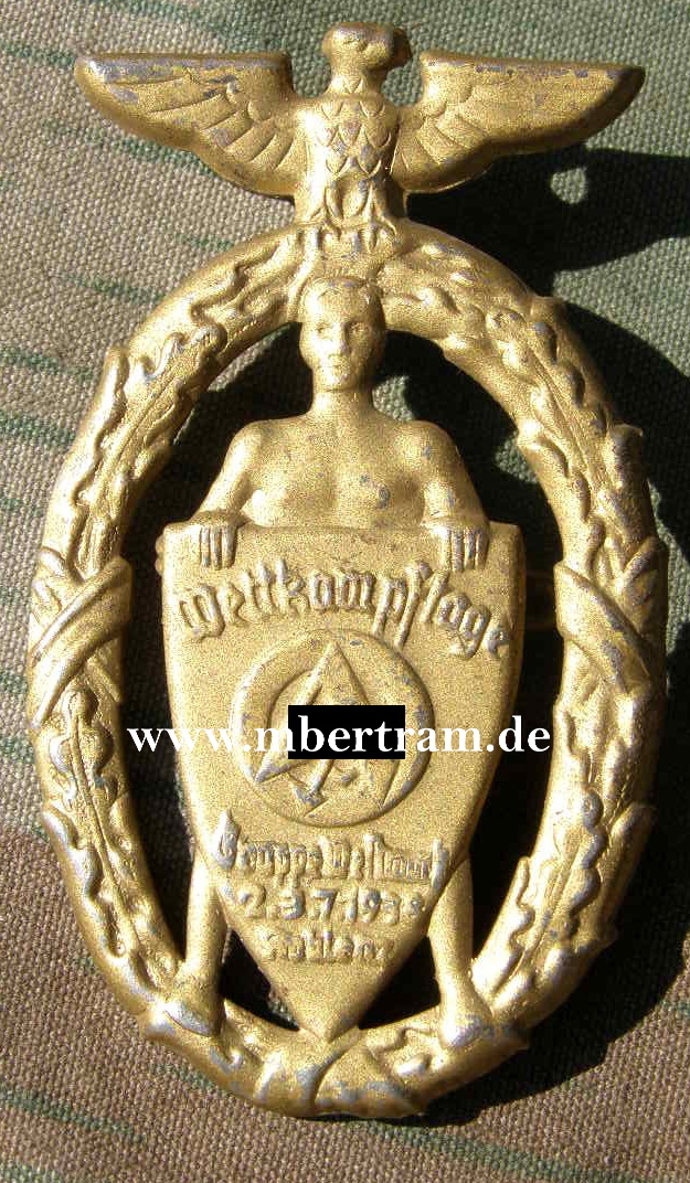 SA - Wettkampftage der SA-Gruppe Westmark Koblenz 1938 , Blechabzeichen, an Nadel