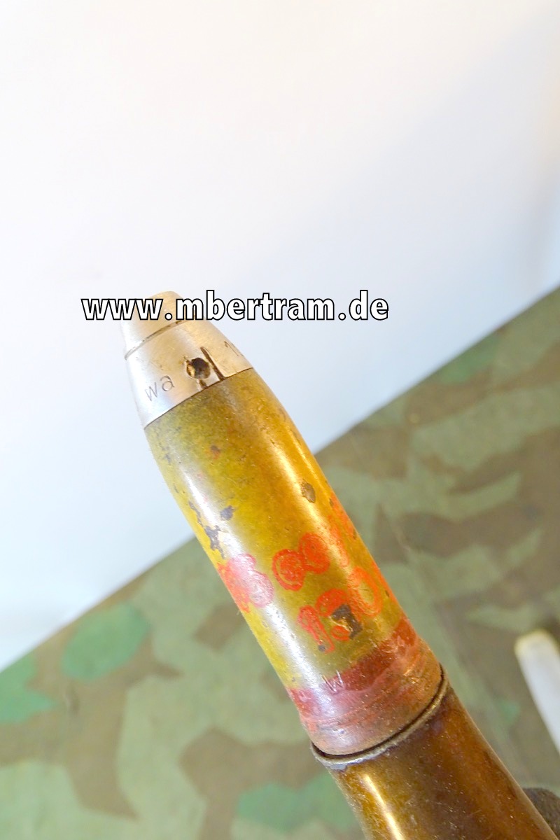 2cm Spreng Flak Granate mit Hülse, Pulversack und Aluzünder, TOP Erhaltung