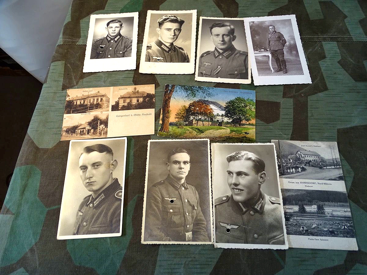 7 Portraitaufnahmen, Postkartenformat,  von Wehrmachts Soldaten ohne Kopfbedeckung