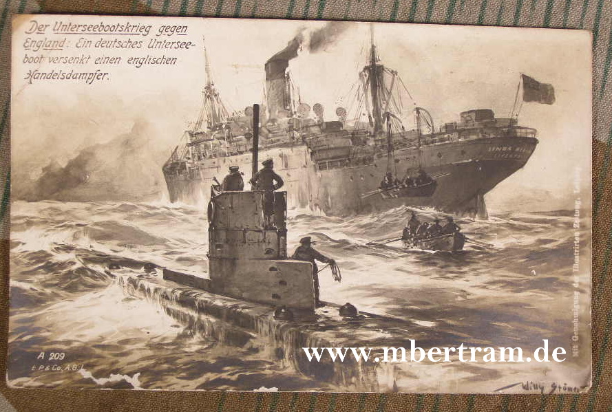 Deutsches U-Boot versenkt engl. Handelsdampfer 1915