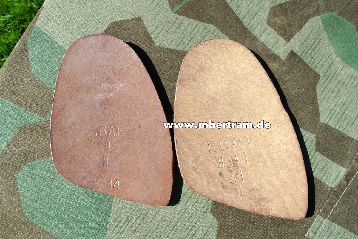 2 unbenutzte Sohlen für Luftwaffen Knobelbecher u. Schnürschuhe, Stempel LBA 1