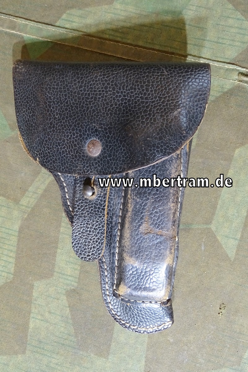 Einheits Pistolentasche für  7,65er Pistole, 2. WK , 1944, Leder, schwarz