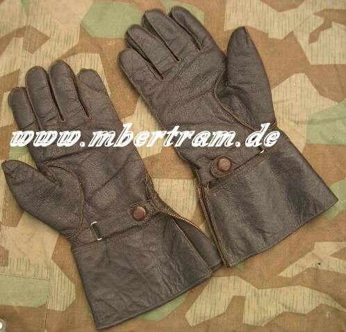 Luftwaffe Paar Finger Handschuhe für Piloten gefüttert. Braunes Leder. Druckknöpfe" PRYM"