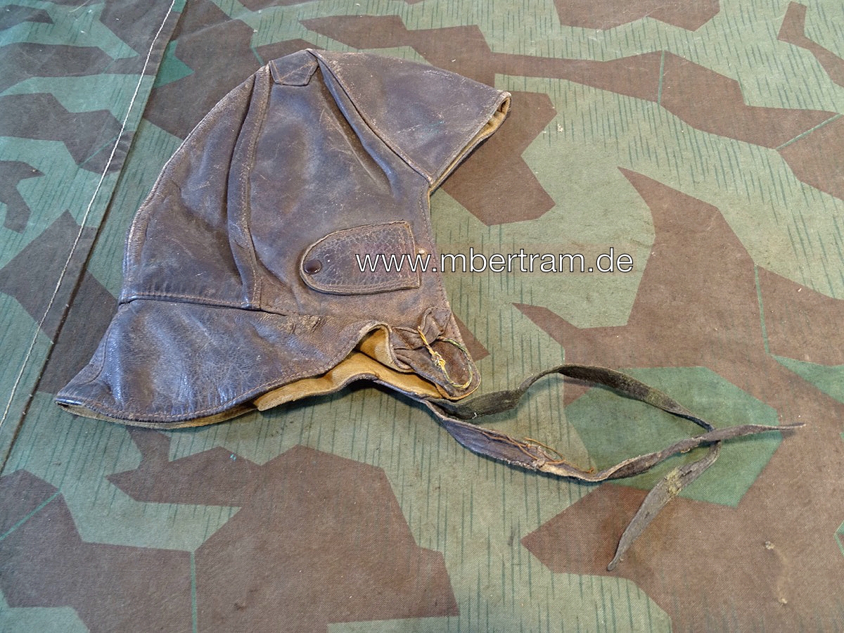 Leder Fliegerhaube / Motorradhaube / Kradhaube / Cabriohaube.