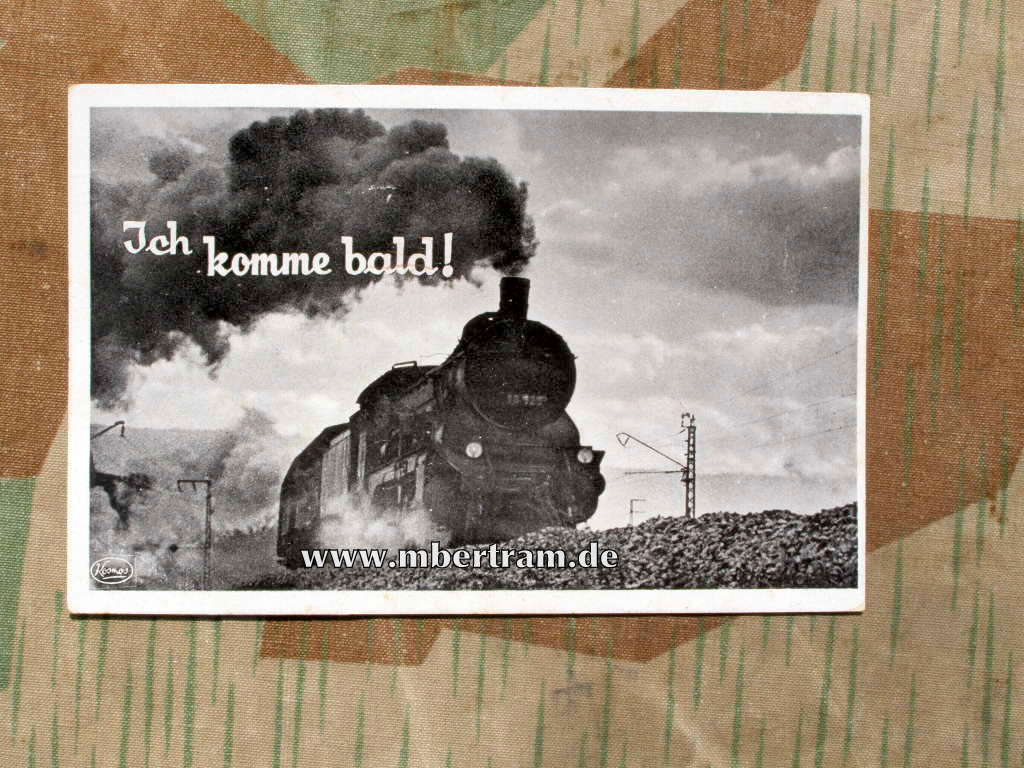 WH Urlaubs Postkarte mit Reichsbahn Lok "Ich komme bald "