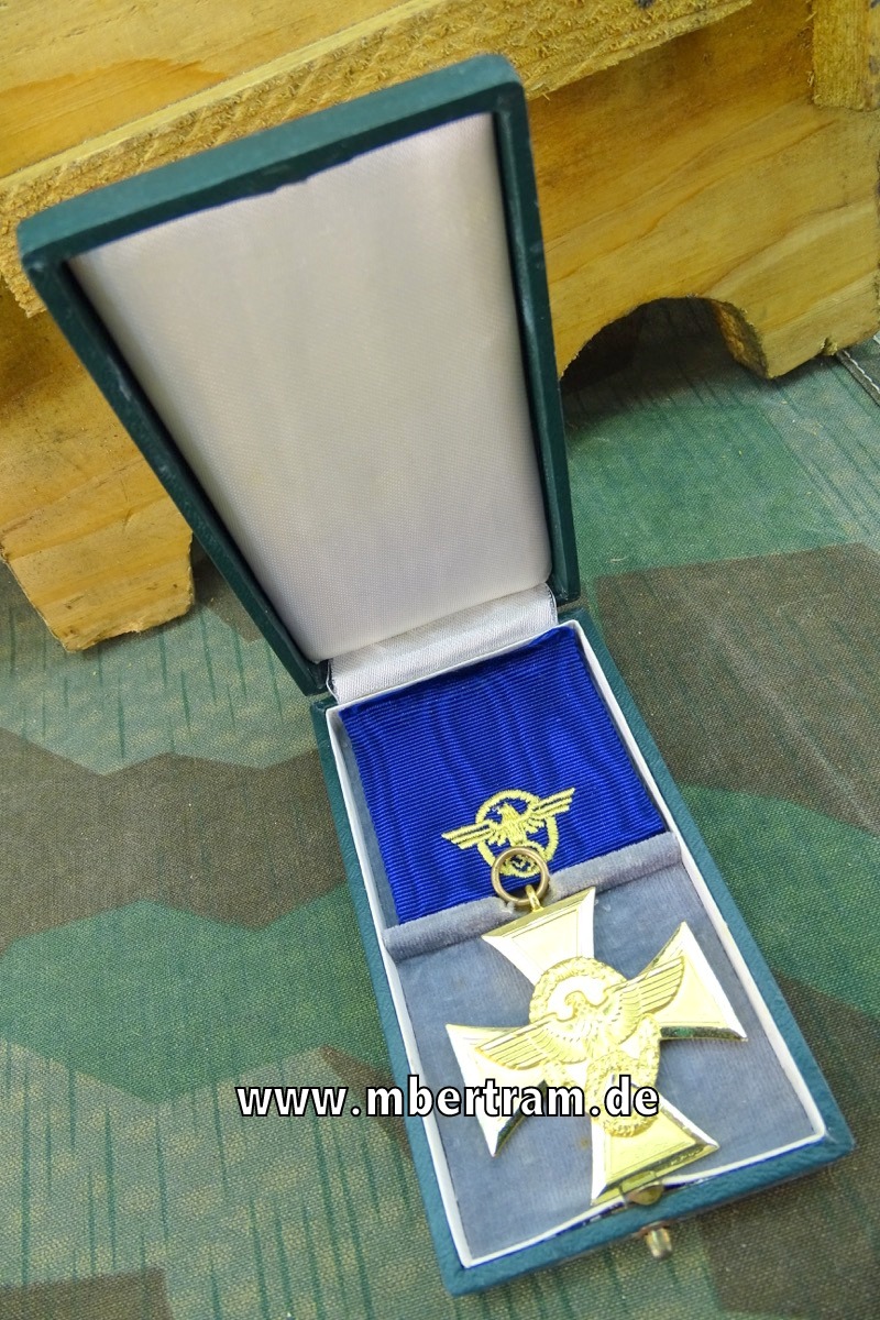 Dienstauszeichnung Polizei 25 Jahre Gold im großen Luxusetui. , TOP ZUSTAND