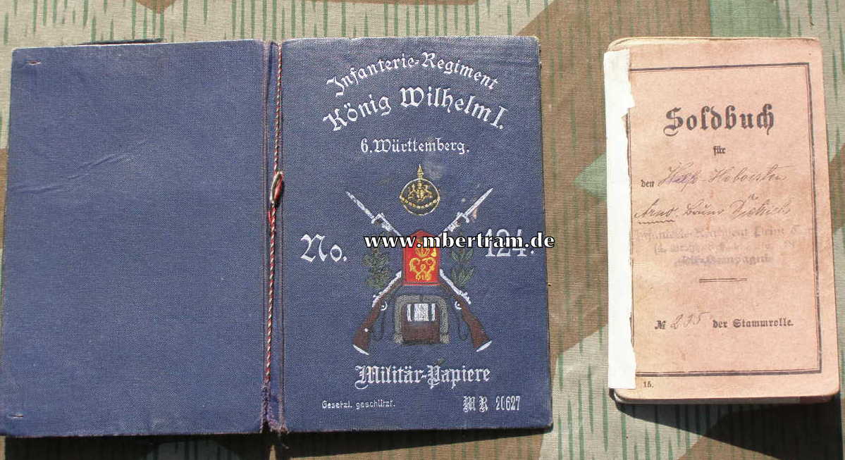12447-16 Dokumente: Hilfs Hoboist, 6. Würtemb.Inf. Rgt. No. 124