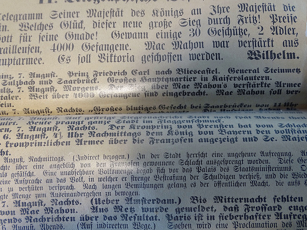 2 Originalausgaben "Die Post - Telegraphische Depesche" - Sonder Eilmeldungen über den Verlauf des Krieges 1870/71