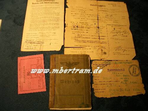 Wehrpass 4. MG Kp: Med.Okt.38, EK 2..,Verw.Ab.si., ISA