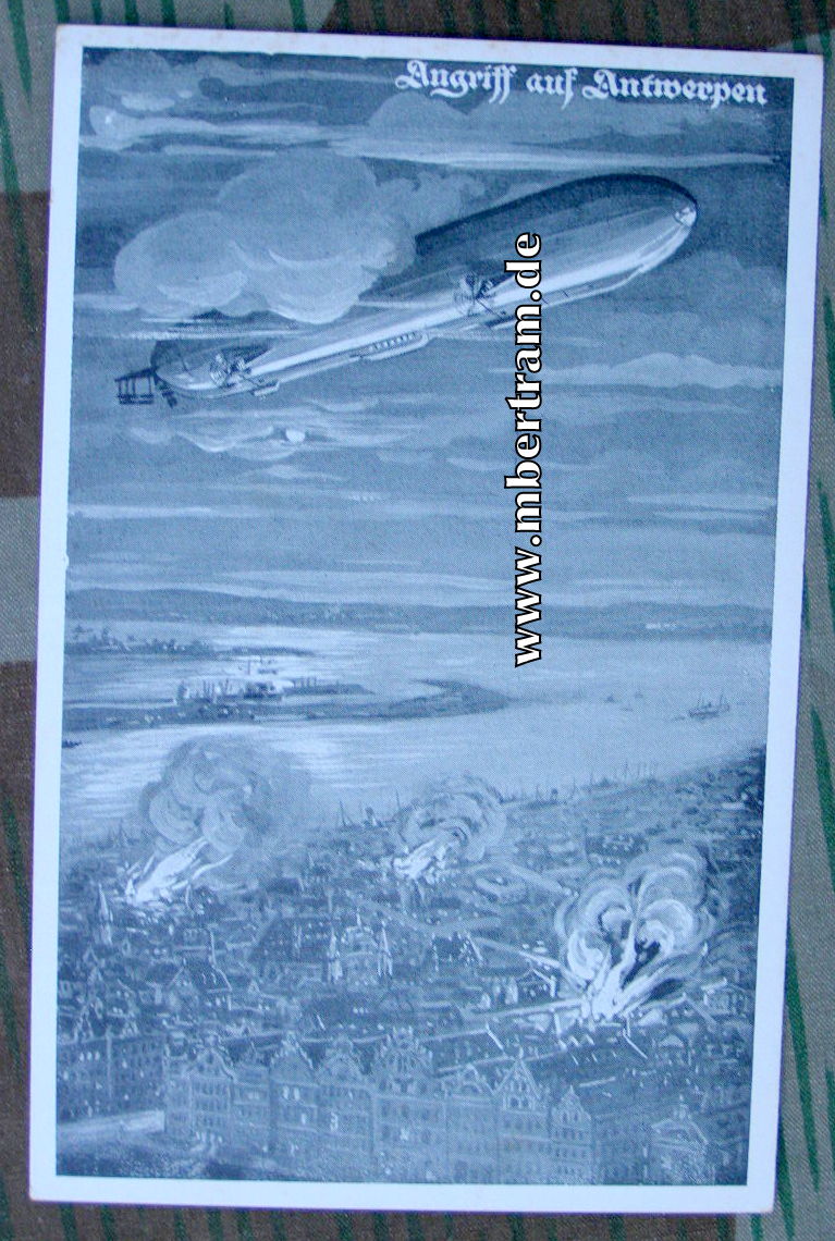 "Zeppelinangriff auf Antwerpen", Feldpost, ungelaufen 1915