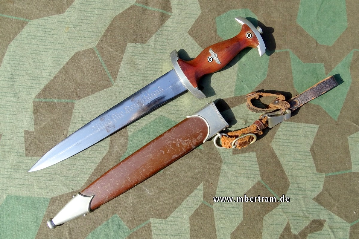 SA Dienstdolch M 33, Louis Perlmann, Louper Flamme, Solingen mit Lederhänger