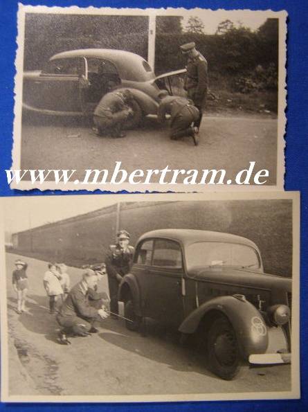 2 Fotos Wehrmachts PKW mit Luftwaffen Offizieren