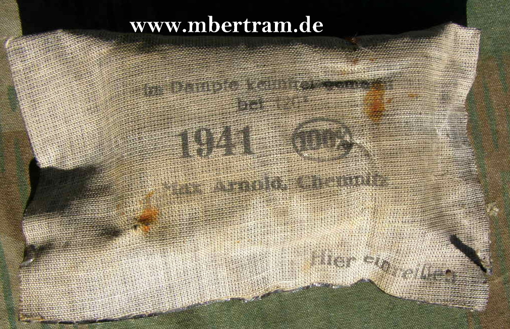 Verbandspäckchen, Hst: " Max Arnold, Chemnitz 1941"