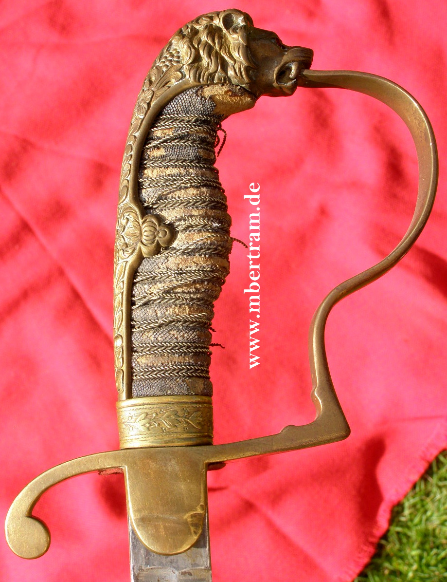 10385-18 Infanterie Offizierssäbel, Löwenkopfgriff, Lederscheide um 1890, WKC