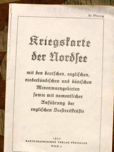 Kriegskarte der Nordsee, 1940, geneh. v. O.K. Kriegsmarine