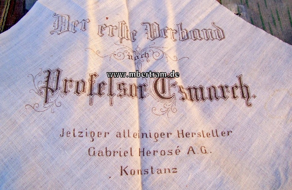 Dreieck Verbandstuch um 1875 mit Gewehr 71 Abbild, so auch in 1. WK genutzt.