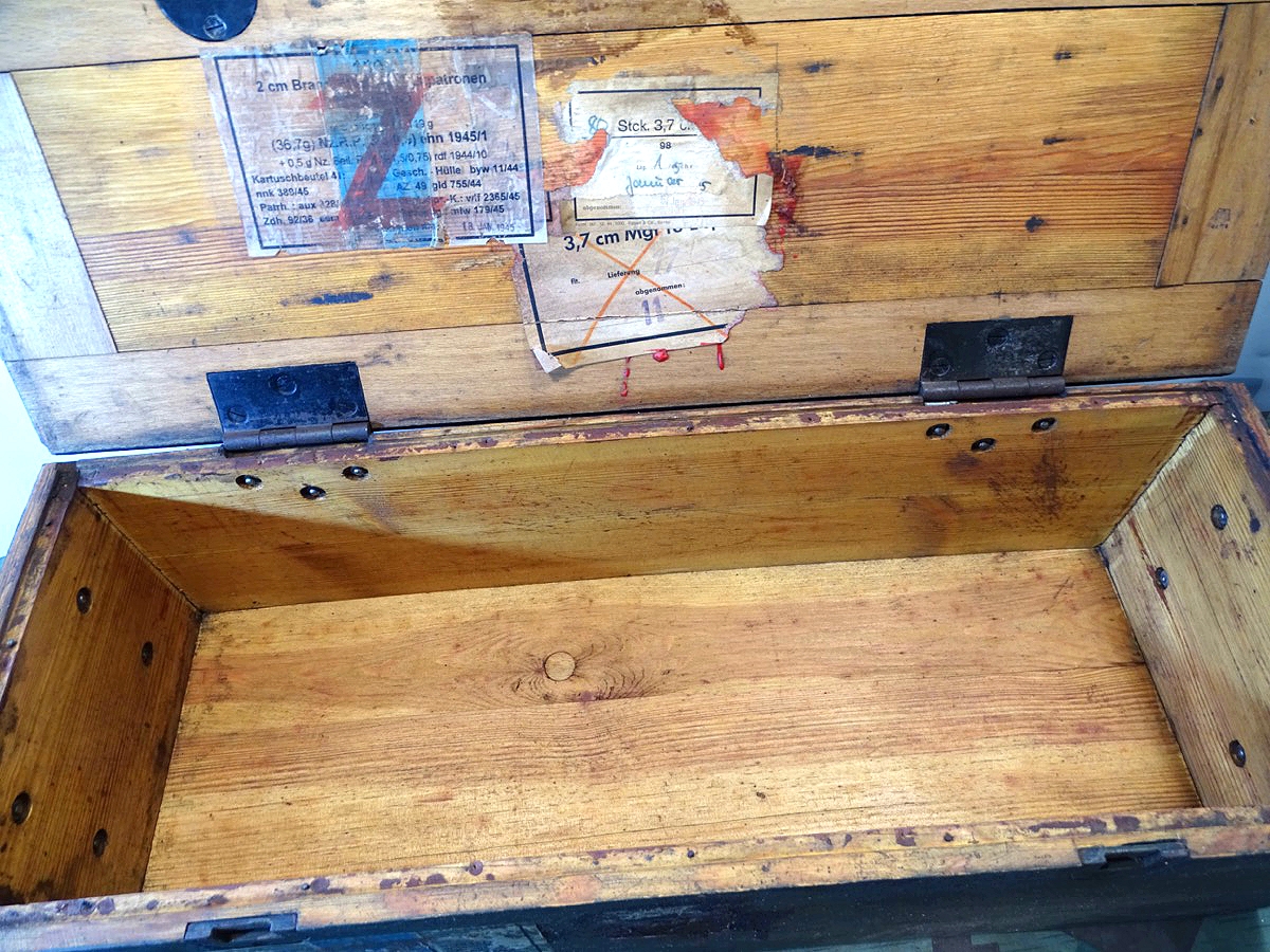 Holz Munitionskiste für 100 Stück 2 cm Br. Spr. Gr. Patr. Flakmunition 
