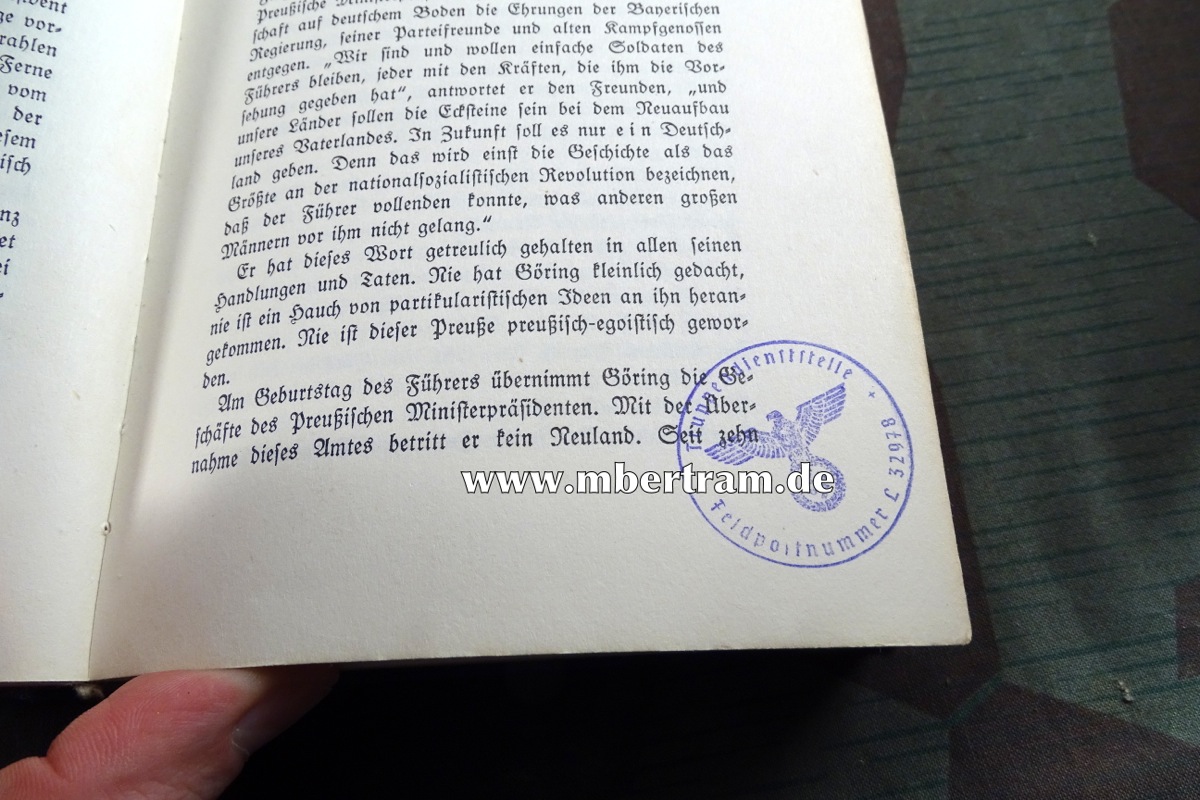 15073-7 Hermann Göring. Werk und Mensch Gritzbach Erich, Schutzeinband, Widmung 1940