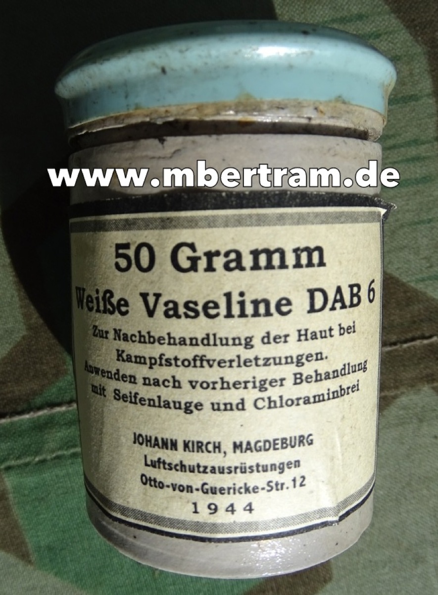 Steingut Kruke/ Gefäß " 50 gr. Weiße Vaseline, D.A.B. 6, 1944