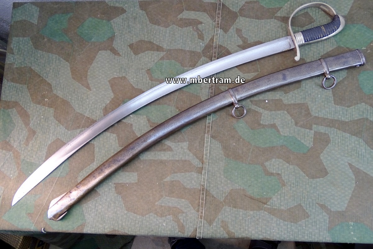 Bayern Artillerie Säbel M 1858, schwerer Säbel mit 2 Scheidenringen von 1861