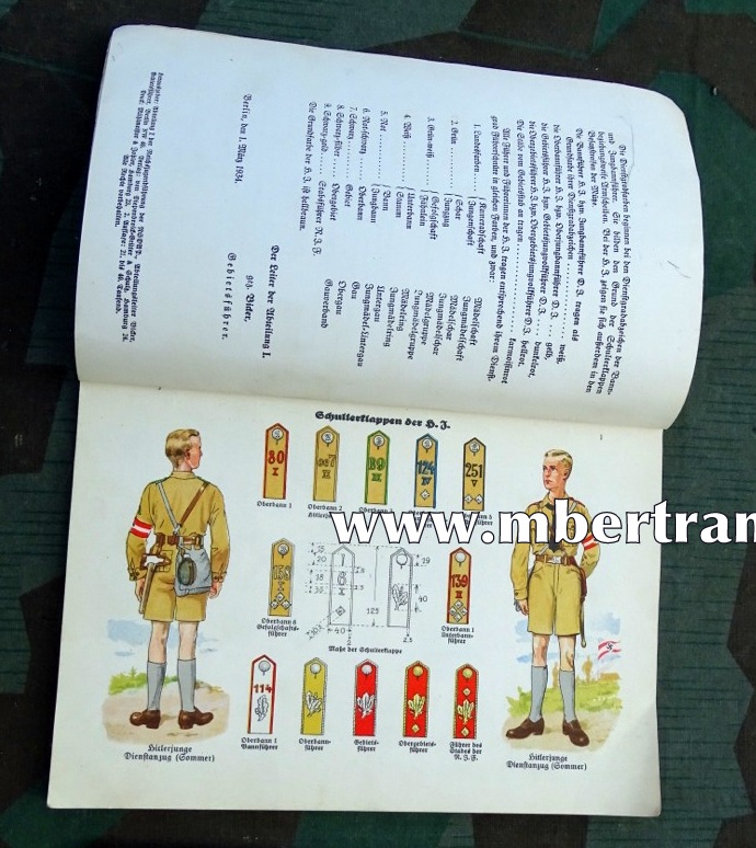 Die Uniformen der HJ. Amtliche Uniformtafeln 2. Aufl. 1934, SELTEN !!