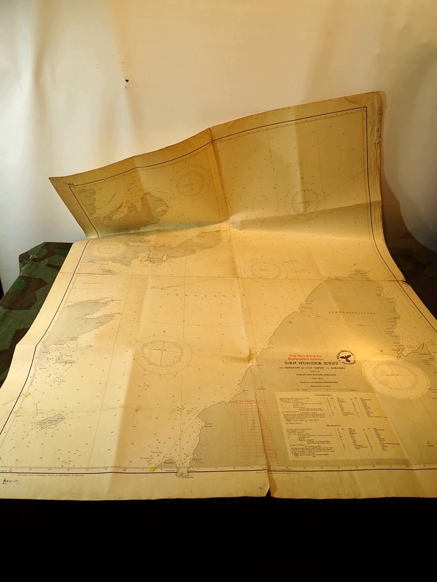 Kriegsmarine Seekarte Nor 104 Korr. XI 41, Fra Nordkapp og Litle Trmsöy til Svaerholt