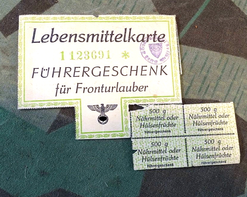 Lebensmittelkarte " Führergeschenk " für Fronturlauber