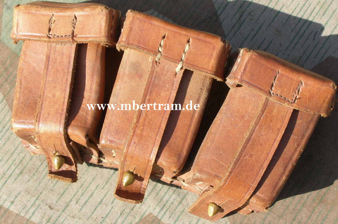 Replik: K98 3er Munitionstasche 1. Weltkrieg, braunes Leder