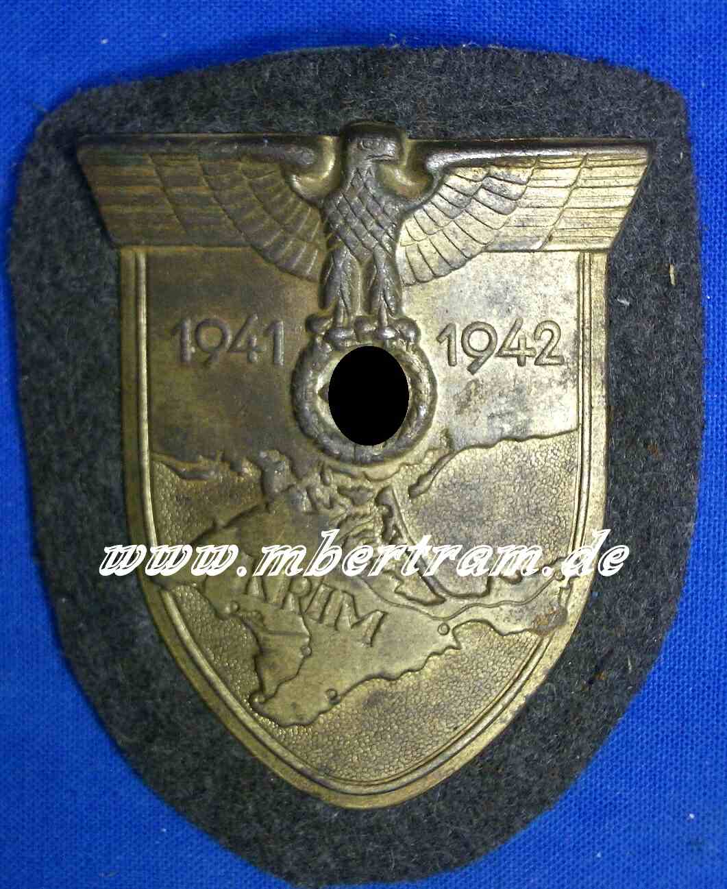 Ärmelschild 'Krim 1941-1942' Luftwaffe, blaugrauer Stoff