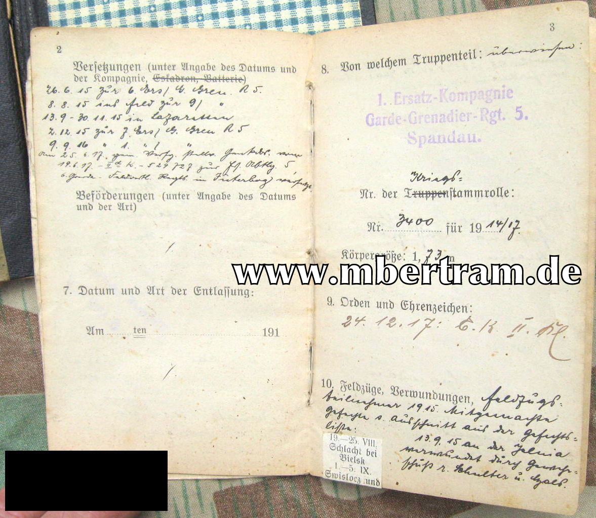 12925-14 Reisepass u. Militärpass Wuppertaler Bandwirkermeister