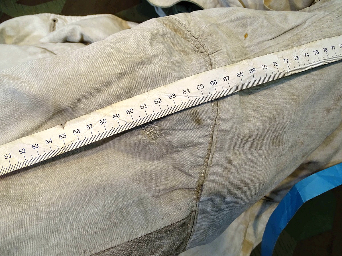 20950-29 Wehrmacht wendbare Wintertarnjacke, Splittertarn auf weiß, getragenes, ungereinigtes Stück