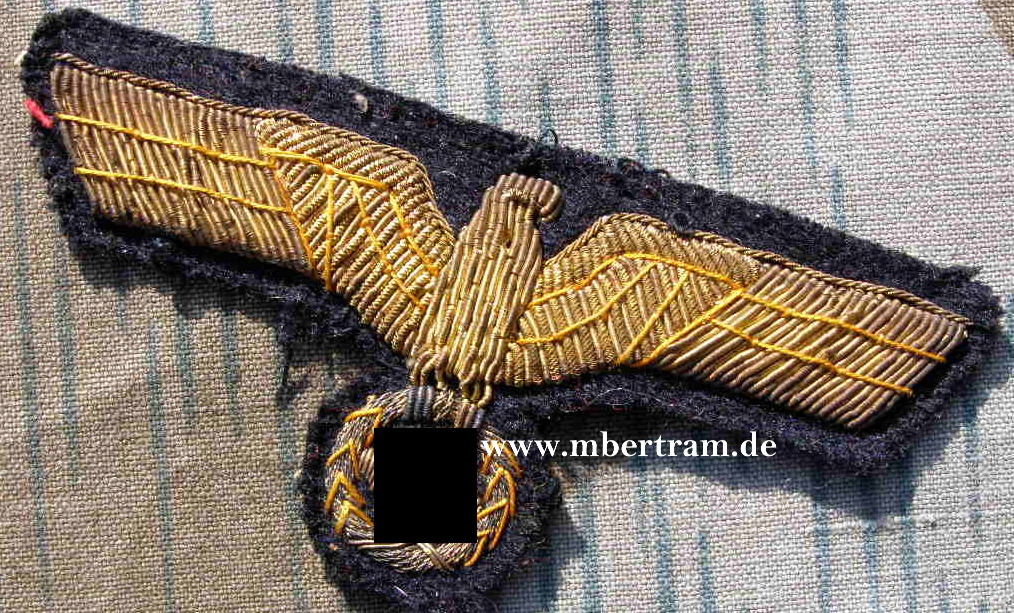 Kriegsmarine Brustadler Offiziere, Metallfaden handgestickt