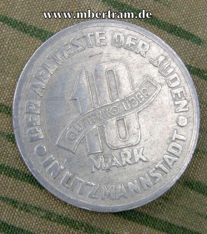 10 Mark Münze, Getto Litzmannstadt, 1943