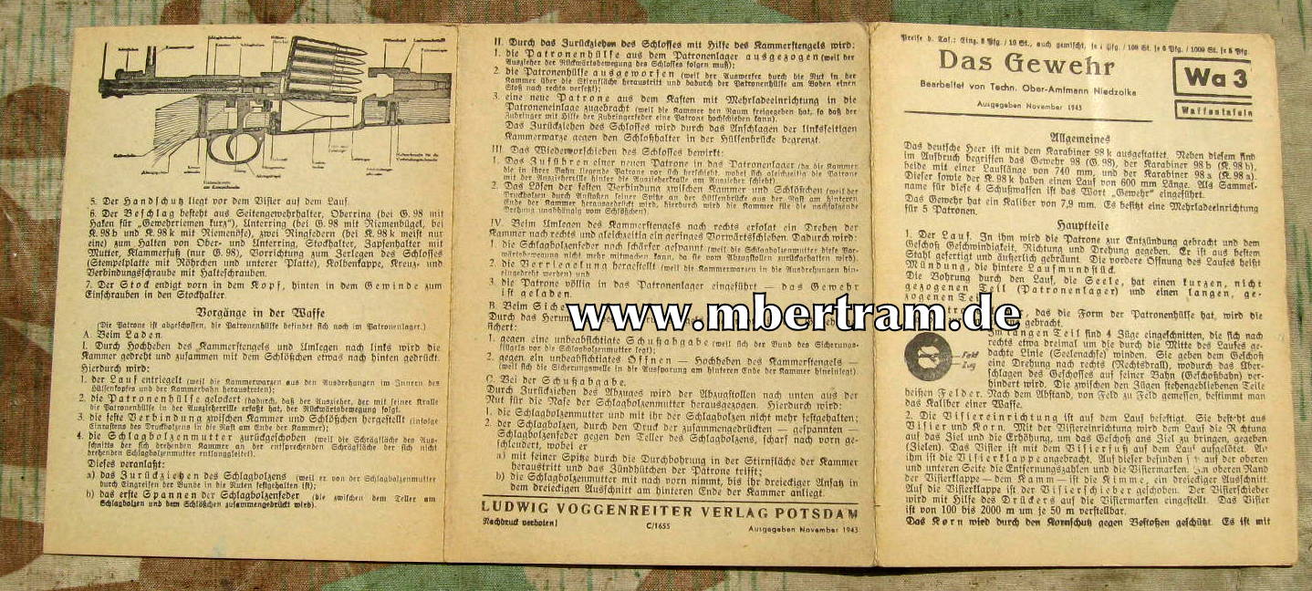 "Das Gewehr" Wa 3 Waffentafeln, Nov. 1943